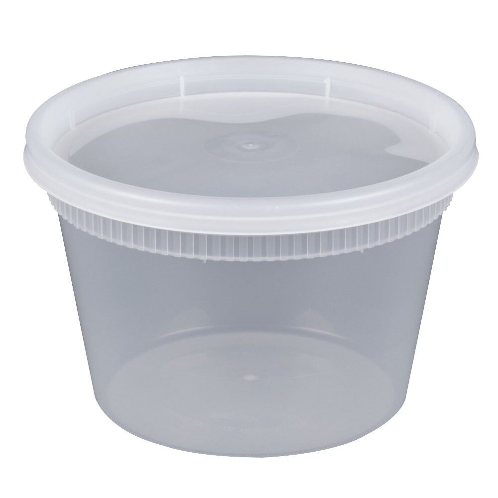 YT16 Plastic Round Deli Containers with Lid, 16-oz 